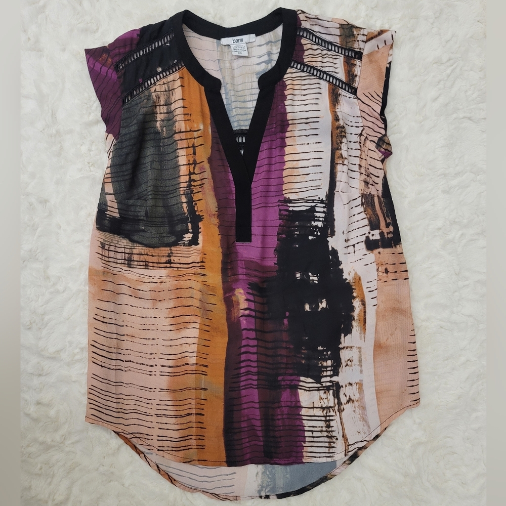 BAR lll Women's Vibrant Multicolor Sleeveless Low/High Top Size XS